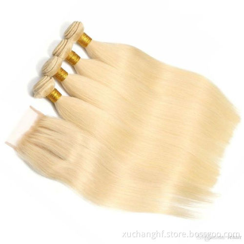 Wholesale 613 Cuticle Aligned Virgin Hair,Russian Blonde Virgin Human Hair Bundles With Closure Free Sample Human Hair Extension